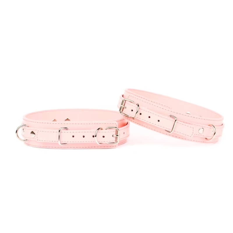 Pink leather chidya cuffs